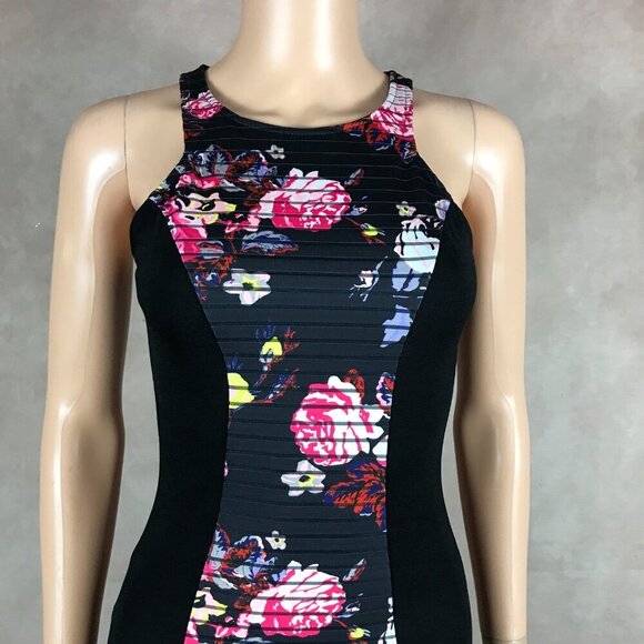 Material Girl Black Floral Striped Bodycon Dress NWT XS - Picture 5 of 10